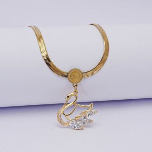 گردنبند قو نگین دار | فروشگاه اینترنتی گلدید