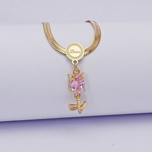 گردنبند لاله نگین دار | فروشگاه اینترنتی گلدید